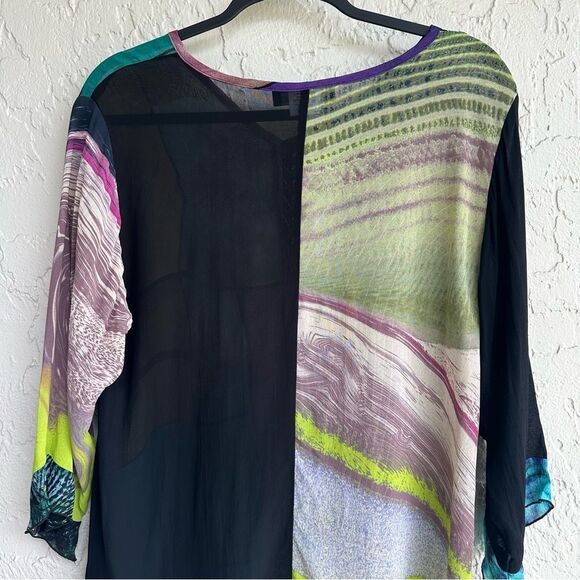 CAROL TURNER Blouse Top Women Medium Vintage Artsy Boho Art To Wear Geometric - Picture 5 of 9